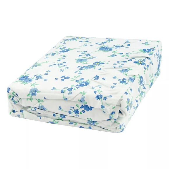 Gold Coast Bibury Floral Blue Ruffled Twin Size Sheet Set - Picture 1 of 5